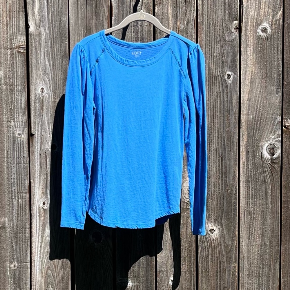 Loft blue long sleeve top size small